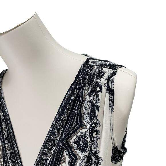 Dressbarn Y2K A-line Dress Stretch Sleeveless Paisley Print Knee-Length Size 4 - Picture 5 of 9